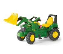 Vaikiškas minamas traktorius su kaušu ir pripučiamais ratais vaikams nuo 3 iki 8 m. | rollyFarmtrac John Deere | Rolly Toys 710126